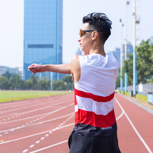 Red, Black, and White Striped Casual Vest