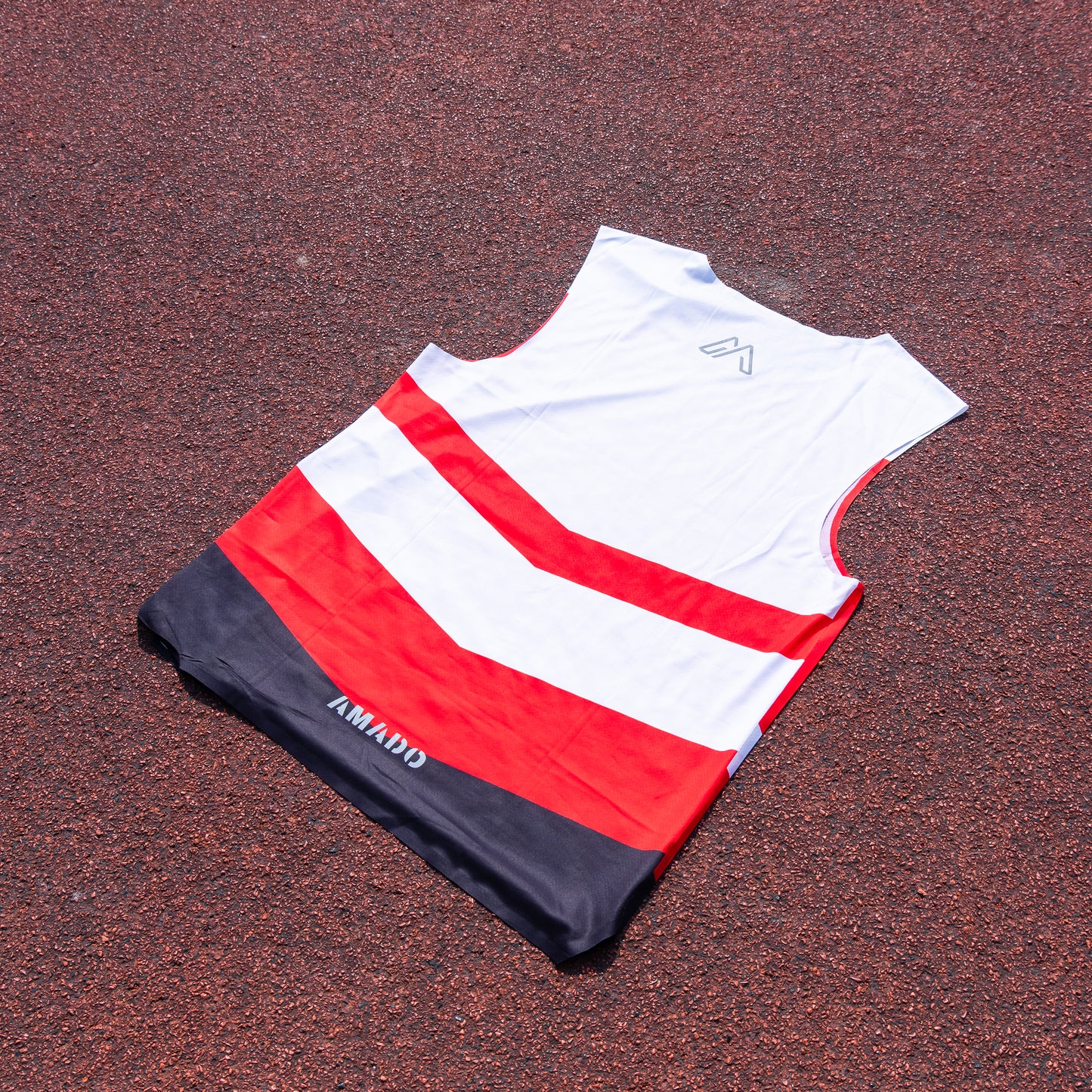 Red, Black, and White Striped Casual Vest