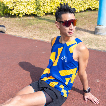 Blue and Yellow Letter Spliced Training Vest