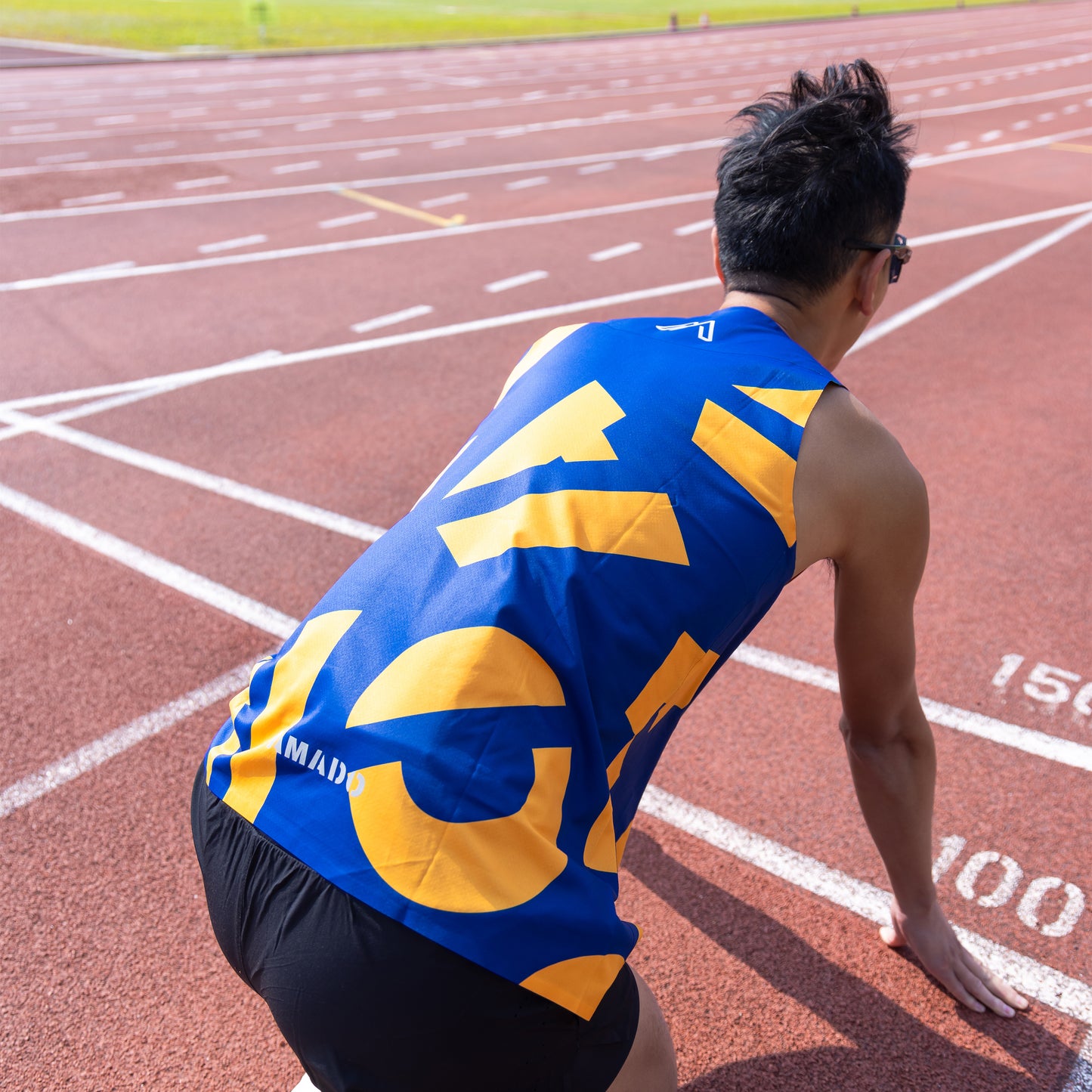 Blue and Yellow Letter Spliced Training Vest