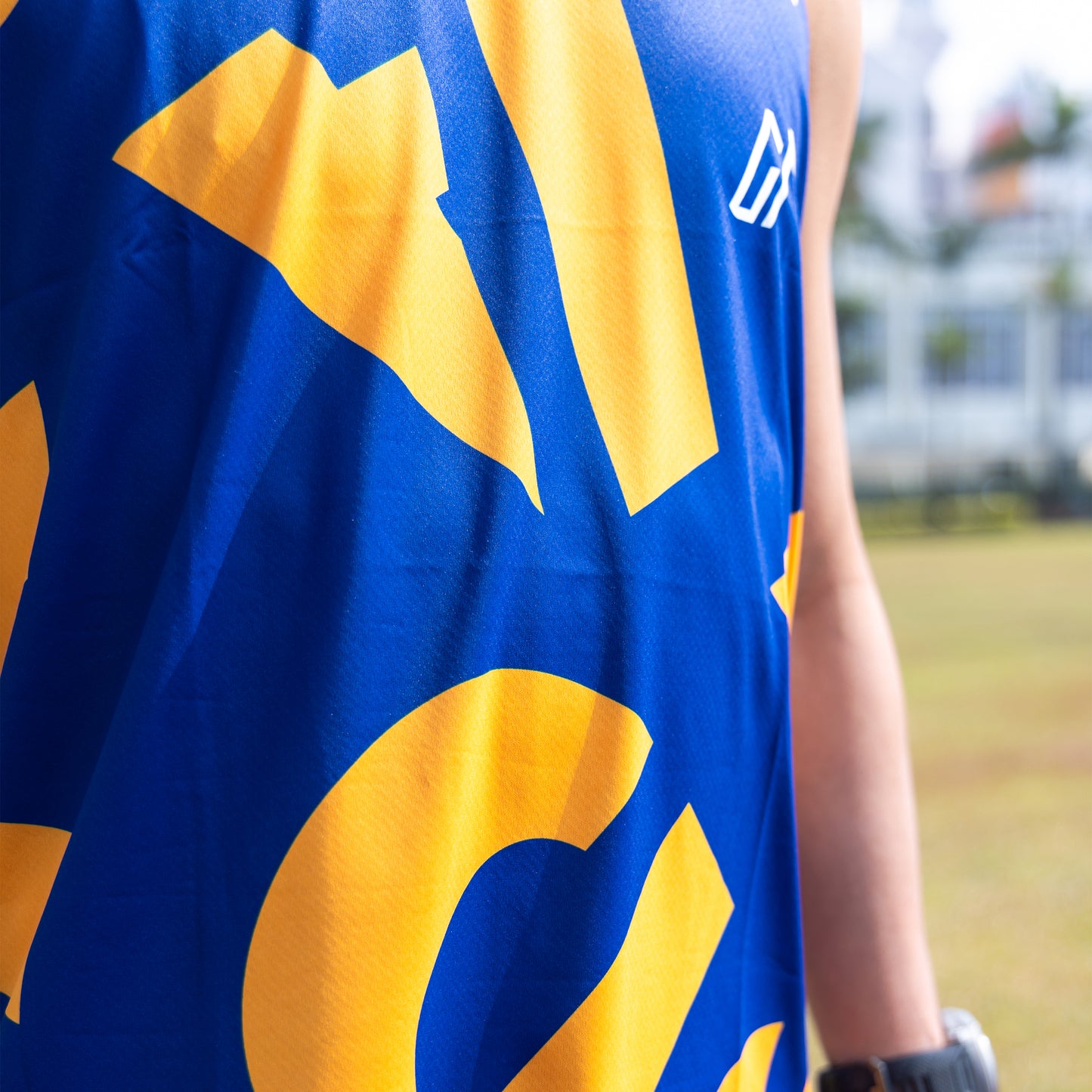 Blue and Yellow Letter Spliced Training Vest