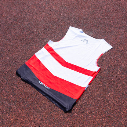 Red, Black, and  White Striped Casual Vest